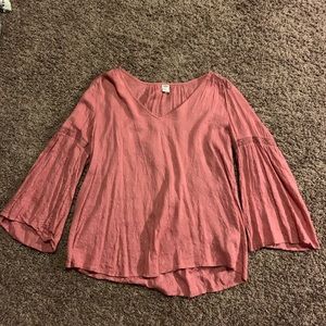 Bell sleeve pink blouse